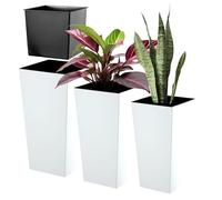 KADAX Maceteros Altos para Plantas de Interior y Exterior, Macetas de Plástico, Jardineras Altas (Liso, Blanco, 36 cm, 46.5 cm y 57.5 cm)