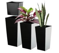 KADAX Maceteros Altos para Plantas de Interior y Exterior, Macetas de Plástico, Jardineras Altas (Liso, Negro, 36 cm, 46.5 cm y 57.5 cm)