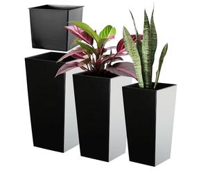 KADAX Maceteros Altos para Plantas de Interior y Exterior, Macetas de Plástico, Jardineras Altas (Liso, Negro, 36 cm, 46.5 cm y 57.5 cm)