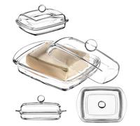 KADAX Mantequera de Cristal Rectangular Con Tapa y Asa - Cuenco Transparente Para Mantequilla, Apto Para Lavavajillas (1 Unidad)