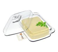KADAX Mantequillera de cristal, campana de mantequilla rectangular, cuenco transparente con tapa y asa, recipiente para mantequilla, mantequilla, vaso de mantequilla (rectangular, 1 unidad - 16 cm)