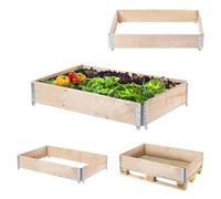 KADAX Marco de madera para palés apilable, marco de madera para jardín, marco de bancal, jardinera, jardinera, bancal de verduras, bancal de hierbas (120 x 80 x 22,5 cm), K10297