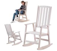 KADAX Mecedora con reposabrazos, mecedora de madera, mecedora de jardín, silla de madera, mecedora de jardín, silla de relax, silla de jardín (blanco)