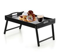 KADAX Mesa de cama, bandeja de desayuno de madera de pino, 19 x 30 x 50 cm, bandeja plegable, bandeja de comida para desayuno en la cama, mesa auxiliar (negro)