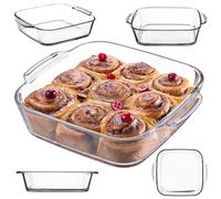 KADAX Molde de cristal transparente, resistente para tartas reales, con fondo grueso, apto para cocinas eléctricas y de gas, molde para pizza (cuadrado 30 x 25 cm)