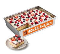 KADAX Molde rectangular de acero galvanizado antiadherente, para pasteles, tartas de queso, brownie, forma de caja, distribución del calor, fácil de limpiar, plata