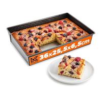 KADAX Molde rectangular para hornear en 3 tamaños, bordes altos de chapa para tartas, pan tostado, tarta de queso, brownie, fácil de limpiar, molde de caja de distribución del calor (36 x 25,5 cm,