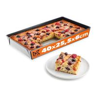 KADAX Molde rectangular para hornear en 3 tamaños, bordes altos de chapa para tartas, pan tostado, tarta de queso, brownie, fácil de limpiar, molde de caja de distribución (40 x 25,5 cm, negro)