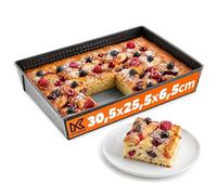 KADAX Molde rectangular para hornear en 3 tamaños, bordes altos de hojalata para tartas, pan de tostadas, distribución del calor (36 x 25,5 cm)