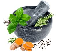 KADAX Mortero de cocina, mortero de piedra con mortero, mortero de piedra, cuenco de guacamole, mortero de hierbas, molino de piedra, mortero de especias para cilantro, cardamomo (gris, 14 cm)