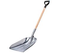 KADAX Pala de arena con mango largo de madera, pala con mango en D, pala de nieve, pala de jardín con bordes redondeados (aluminio)