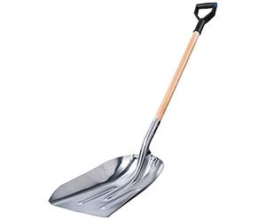 KADAX Pala de arena con mango largo de madera, pala con mango en D, pala de nieve, pala de jardín con bordes redondeados (aluminio)