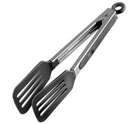 Kadax - Pinzas de cocina universales de acero inoxidable con silicona, pinzas de servir, pinzas de cocina para servir, hornear, pasta, ensalada con mango estable, resistente al calor (gris oscuro)