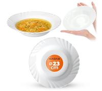 KADAX Plato hondo de vidrio templado, juego de 3, plato hondo minimalista, juego de platos, plato de pasta, plato hondo, cuencos de pasta, plato llano (∅ 23 cm, blanco)