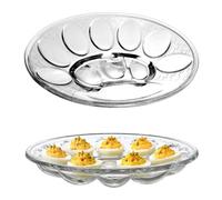 KADAX Plato para huevos de cristal, diámetro de 21,8 cm, práctico plato para huevos, huevera resistente, bandeja para huevos, dispensador de huevos (redondo, transparente, 10 huevos)