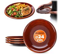 KADAX, plato para servir "Olympia", plato de cerámica con revestimiento, ideal para servir comidas, color marrón, 24 cm, juego de 4 unidades