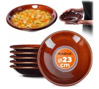 KADAX, plato para servir "Olympia", plato de cerámica con revestimiento, ideal para servir comidas, color marrón, 23 cm de diámetro, juego de 6 unidades