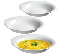 KADAX Plato sopero, cuenco de sopa de vidrio templado, plato de pasta apto para lavavajillas, cuenco de ensalada blanco, plato hondo para sopas, pasta, ensalada (blanco, 23 cm, 3 unidades)