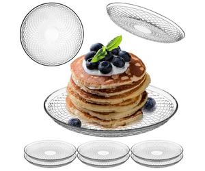 KADAX Platos de cristal de 17,5 cm, juego de 6, platos redondos transparentes, para servir, ideal para postre, llanos