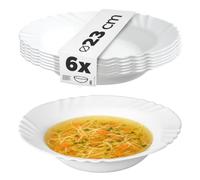 KADAX Platos profundos de diámetro 23 cm, juego de 6, platos de sopa de vidrio templado minimalistas, juego de platos, platos de pasta, platos profundos, cuencos para pasta, platos planos (blanco)