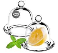 KADAX Recipiente para limones con tapa, recipiente de cristal con plato, recipiente para limón, tomate, redondo, transparente
