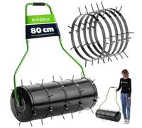 KADAX Rodillo aireador de césped de 80 cm, se puede rellenar con agua o arena, rodillo de césped con clavos de 6 cm, aireador de césped de acero, rodillo de jardín con clavos para una ventilación