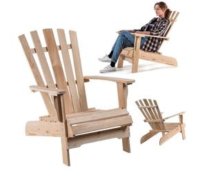KADAX Silla de Jardín Adirondack de Madera, con Respaldo Alto y Reposabrazos, Silla de Relajación, para Exterior (Madera Natural)