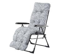 KADAX Sillón de jardín con respaldo ajustable, silla de relax de estructura de acero pulverizado, silla plegable con capacidad de carga de hasta 110 kg, tumbona de jardín con cojín (blanco/gris, L
