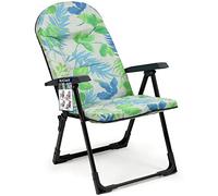 KADAX Sillón de jardín con respaldo ajustable, silla de relax de estructura de acero pulverizado, silla plegable con capacidad de carga de hasta 110 kg, tumbona de jardín con (verde/azul, ovalado)