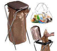KADAX Soporte individual para bolsas de basura en 5 versiones de color, soporte para separación de residuos con tapa de plástico, soporte para bolsas de 120 L, color marrón