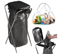 KADAX Soporte para bolsas de basura individual, soporte para bolsas de basura en 5 colores, soporte para separación de residuos con tapa de plástico, soporte para bolsas de basura para bolsas de 120 L
