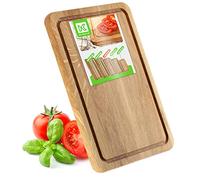 KADAX Tabla de cortar rectangular de roble, tabla de cocina en 5 tamaños diferentes, tabla de madera con ranura para jugo, tabla de servir para queso, tabla de desayuno (25 x 35 cm)