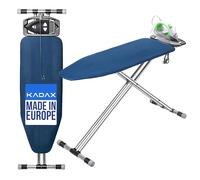 KADAX Tabla de planchar de aluminio, 120 x 42 cm, estable, plegable, altura ajustable, ligera y portátil, con bandeja para plancha y soporte para cables, fabricada en la UE
