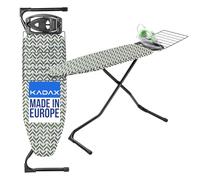 KADAX Tabla de Planchar Grande con Altura Regulable, Funda Lavable, Soporte para Plancha y Estante para Ropa, Mesa Plegable (Verde, 120 x 42 cm)