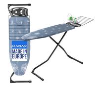 KADAX Tabla de Planchar Grande con Altura Regulable, Funda Lavable, Soporte para Plancha y Estante para Ropa, Mesa Plegable (Azul Oscuro, 120 x 42 cm)