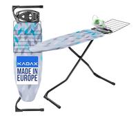 KADAX Tabla de Planchar Grande con Altura Regulable, Funda Lavable, Soporte para Plancha y Estante para Ropa, Mesa Plegable (Azul, 120 x 42 cm)
