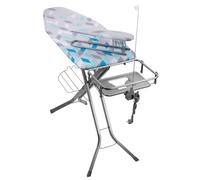 KADAX Tabla de Planchar Plegable con Enchufe, Altura Regulable, Funda Removible, Mesa para Planchar Mangas y Soporte para Plancha y Cable (Azul Claro)
