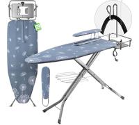 KADAX Tabla de Planchar Plegable con Enchufe, Altura Regulable, Funda Removible, Mesa para Planchar Mangas y Soporte para Plancha y Cable (Azul)