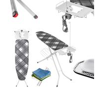 KADAX tabla plegable, 120 x 38 cm, con enchufe y pies antideslizantes, altura ajustable, bandeja para plancha (planchar)