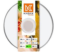 KADAX Tapa de cristal con mango de silicona, tapa resistente al calor para olla de 14 a 30 cm, tapa con orificio de vapor, tapa universal en diferentes tamaños (28 cm, beige)