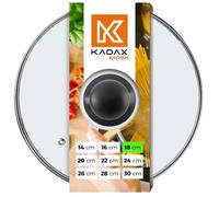 KADAX Tapa de Vidrio Transparente para Ollas, Sartenes y Cacerolas, Tapa de Cristal con Ventilación y Mango Resistente al Calor para Cocina (18 cm)