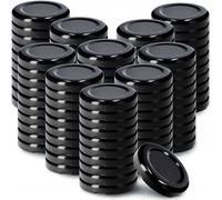 KADAX Tapa de rosca fi43 mm, juego de tapas de metal para vasos de 40 ml, tapa de repuesto con 4 dientes de bloqueo, tapa para tarros de caída, botellas y tarros de (100 unidades), color negro