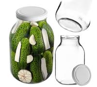 KADAX Tarro de almacenamiento de 3 L con tapa de rosca en blanco - tarro grande de fermentación para chucrut, kombucha y conservas
