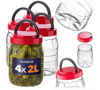 KADAX Tarros de almacenamiento de 2 litros con tapa en juego de 4 unidades, tarros de plástico, tarros de almacenamiento, recipientes de almacenamiento para alimentos, recipientes de plástico, latas