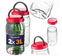 KADAX Tarros de almacenamiento de 3 L con tapa en juego de 2 unidades, tarros de plástico, tarros de almacenamiento, recipientes de almacenamiento para alimentos, recipientes de plástico, latas de