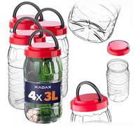 KADAX Tarros de almacenamiento de 3 L con tapa en juego de 4 unidades, tarros de plástico, tarros de almacenamiento, recipientes de almacenamiento para alimentos, recipientes de plástico, latas de