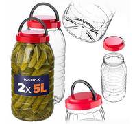 KADAX Tarros de almacenamiento de 5 litros con tapa, juego de 2 unidades, tarros de plástico, tarros de almacenamiento, recipientes de almacenamiento para alimentos, recipiente grande de plástico