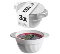 KADAX Tazas soperas, 650 ml, cuencos de cristal reforzado, 18,5 x 14 x 8 cm, cuencos para sopa con asas dobles, sopera para sopas, cremas, caldos (650 ml/3 unidades)
