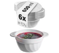 KADAX Tazas soperas, 650 ml, cuencos de cristal reforzado, 18,5 x 14 x 8 cm, cuencos para sopa con asas dobles, sopera para sopas, cremas, caldos (650 ml/6 unidades)