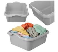 KADAX Tazón de lavado de 10 l, cuenco de plástico, cuenco rectangular, cuenco grande de plástico, cuenco de plástico, bandeja de plástico (gris)